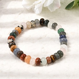 Natural Mixed Stone Rondelle Beaded Stretch Bracelets for Women