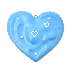 304 из нержавеющей стали большие кулоны, с эмалью, сердце прелести, золотые