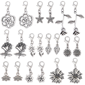 40шт 10 стиль сплав подвесные украшения, Сплав с застежками когтя омара, разнообразные