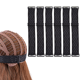 6шт. тканевые противоскользящие шапочки для париков, Регулируемая эластичная сетчатая шапочка для парика с крючком для фиксации.