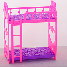 Plastic Doll Mini Bunk Bed, Miniature Furniture Toys, for American Girl Doll Dollhouse Accessories