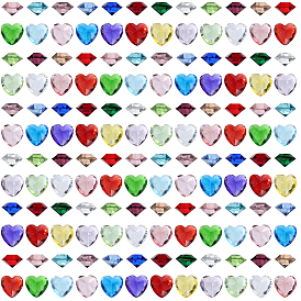 240 шт 24 цвета стеклянные кабошоны со стразами, аксессуары для изготовления ювелирных кулонов своими руками, камень цвет стиль горный хрусталь, сердце и бриллиант
