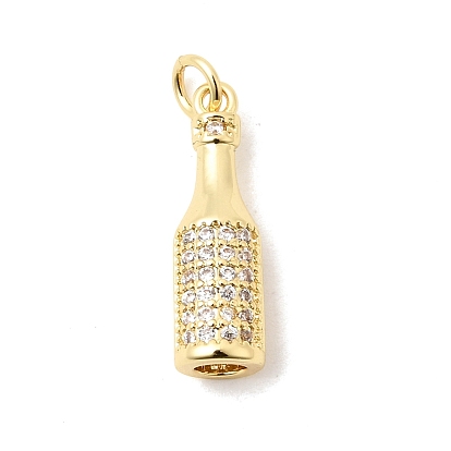 Латунные микропаве прозрачные подвески с фианитом, долговечный, стойки покрытие, без свинца и без кадмия, амулеты бутылка