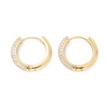 Boucles d'oreilles Huggie en zircone cubique plaqué or véritable 18k pour fille femme