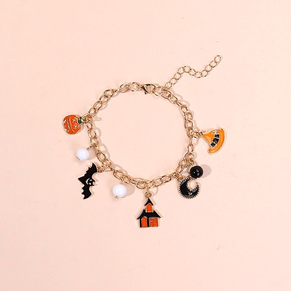 Браслеты с подвесками из эмалевого сплава на Хэллоуин, браслеты из кабельной цепи, разнообразные, с пластиковым