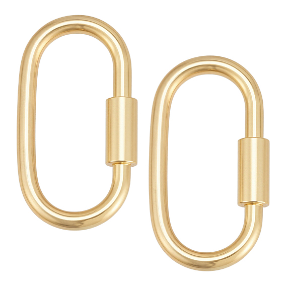 2шт. 925 Карабин с фиксатором из стерлингового серебра, овальные