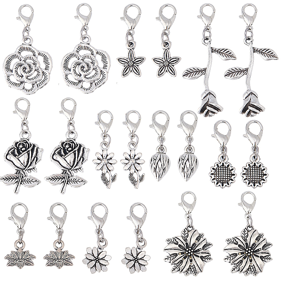 40шт 10 стиль сплав подвесные украшения, Сплав с застежками когтя омара, разнообразные