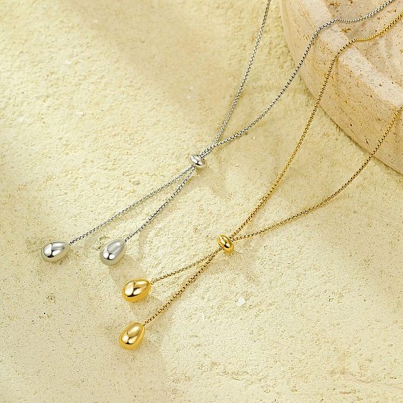 304 ожерелья-лариаты из нержавеющей стали с подвеской-каплей для женщин