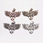 304 Stainless Steel Big Pendants, with Rhinestone, Wing with Cross