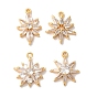 Латунные микропаве прозрачные подвески с фианитом, без никеля , цветок с солнцем