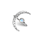 Natural Moonstone with Crescent Moon Open Cuff Ring, Alloy Jewelry for Women