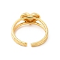Rack Plating Brass Heart Open Cuff Ring for Valentine's Day, Cadmium Free & Lead Free
