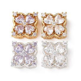 Латунные фианиты, инкрустированные кубическими циркониями, квадратные с цветочными многорядными звеньями, настоящее 18k позолота/серебро