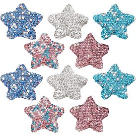 10pcs 5 couleurs perles boule disco en argile polymère faites à la main, avec la glace, étoiles