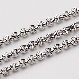 304 inoxydable chaînes rolo en acier, chaîne belcher, non soudée, 2.5x1mm