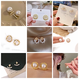 Alloy Earrings for Women, with Imitation Pearl Beads