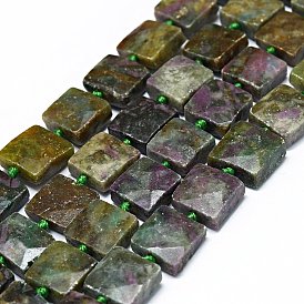 Natural African Jade Beads Strands, Faceted, Square