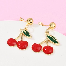 Серьги-гвоздики из латуни, вишня