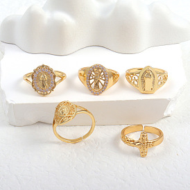 Chic Religious Ring with Mary Icon - Unique, Luxe and Fashionable Hand Accessory