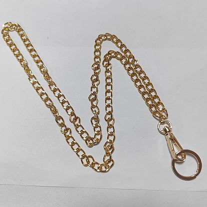 Porte-clés en aluminium à chaîne torsadée, avec fermoirs et anneaux pivotants en alliage