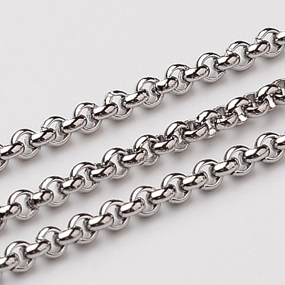 304 Stainless Steel Rolo Chains, Belcher Chain, Unwelded, 2.5x1mm