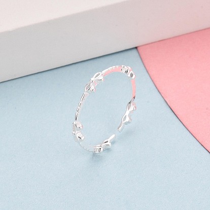 925 открытые кольца-манжеты из стерлингового серебра для женщин, бантом, с печатью s925