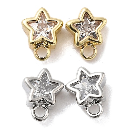 Фурнитура для сережек-гвоздиков из латуни с кубическим цирконием, без кадмия, без никеля и без свинца, звезда