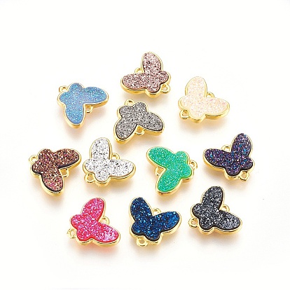 Медные звенья / разъемы, с друзой смолой, бабочка, золотые