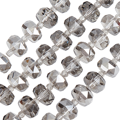 2прозрачные гальванические стеклянные бусины, нити, граненые, рондель