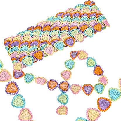 Heart Embroidered Polyester Ribbon, Edge Trim Ribbon, for DIY Sewing Supplies