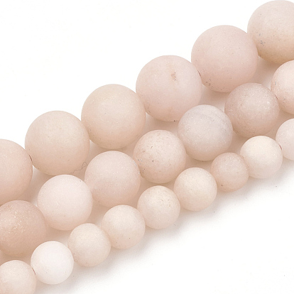 Natural White Jade Beads Strands, Frosted, Dyed, Imitation Sunstone, Round
