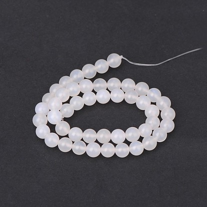 Natural White Agate Round Beads Strands