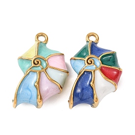 304 нержавеющей стальной эмали подвески, подвески в форме раковины, без свинца и без кадмия, реальный 18 k позолоченный