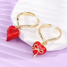 Латунные эмалевые открытые манжеты для женщин, сердце, стойки покрытие, прочное покрытие, без кадмия и без свинца