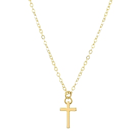 Brass Cross Pendants Necklace for Women, Cable Chain Necklaces