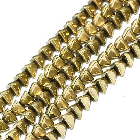 Electroplate Non-magnetic Synthetic Hematite Beads Strands, Pyramid