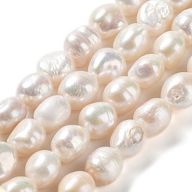 Natural Cultured Freshwater Pearl Beads Strands, Two Side Polished, Grade 4A