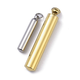 Ion Plating(IP) Openable 304 Stainless Steel Urn Ashes Pendants, Column Charm