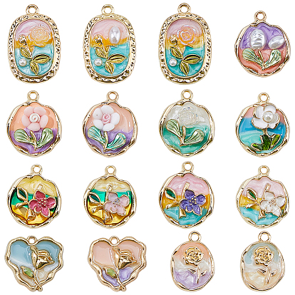 16 шт 16 стили подвески из сплава эмали, разнообразные