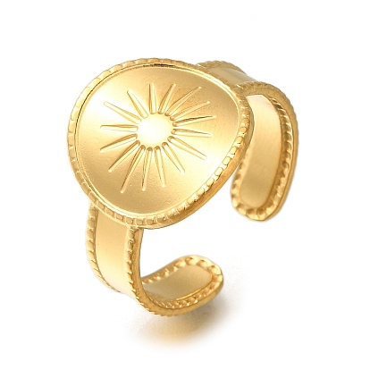 Redondo plano con sol 304 anillo abierto de acero inoxidable para mujer