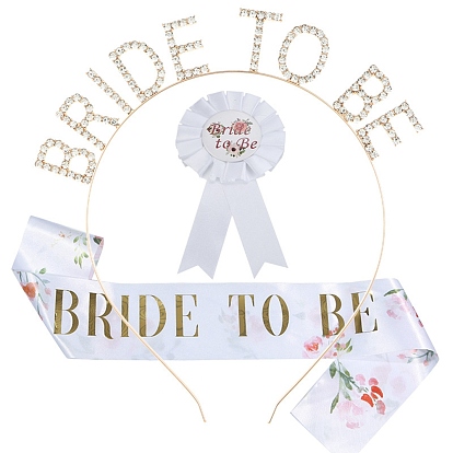 Bride To Be, Cloth Badge Word Headband Sash for Bridal Shower Party Decoration