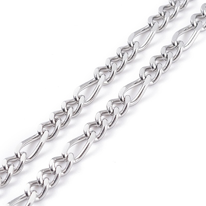 304 Stainless Steel Figaro Chains Necklace with Toggle Clasp for Men Women