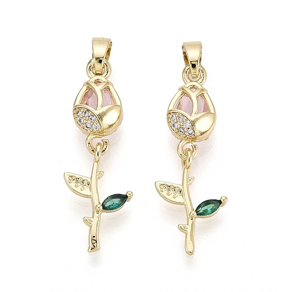 Латунные микро проложить кубического циркония подвески, цветок