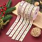 5 Rolls 5 Patterns Single Face Printed Cotton Satin Ribbons, Christmas Party Decoration