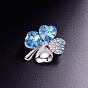 SHEGRACE Alloy Brooch, Micro Pave AAA Cubic Zirconia Four Leaf Clover with Austrian Crystal