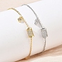 Brass Micro Pave Clear Cubic Zirconia Column Charm Bracelets, Long-Lasting Plated, Rack Plating, Lead Free & Cadmium Free