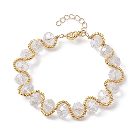 Bracelet en perles de verre et de rocaille avec fermoirs en alliage doré