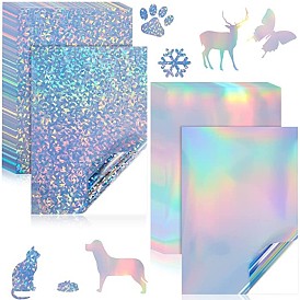 Holographic Laser PET Self-adhesive Stickers, Rainbow Color Decal Sheets for DIY Art Craft, Scrapbooking