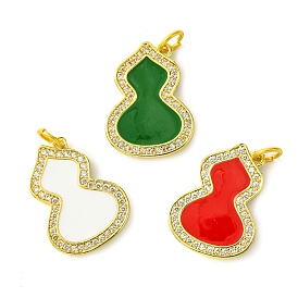 Placage de crémaillère en laiton micro pavé pendentifs en zircone cubique claire, avec l'émail, plaqué longue durée, sans plomb et sans cadmium, réel 18 k plaqué or, gourde, avec anneau de saut