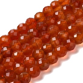 Dyed & Heated Natural Agate Beads Strands, Faceted, Round